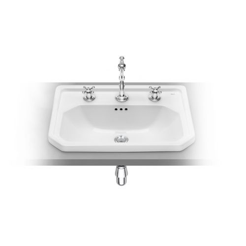 Раковина из сантехнического фарфора Roca 7.3270.A.500.3 60х50 накладная цвет белый 3 отверстия под смеситель