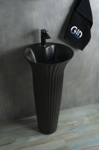 Раковина керамическая Gid Autonomo 81114 41х41 напольная цвет черный 1 отверстие под смеситель