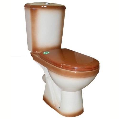 Унитаз-компакт напольный с бачком Rosa Комфорт Вн УнK09 коричневый с сиденьем каскадный смыв