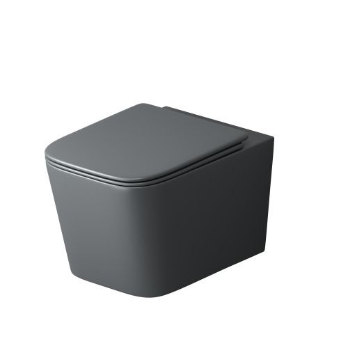 Унитаз подвесной Grossman Торнадо GR-4404GMSQ серый с сиденьем микролифт безободковый смыв торнадо