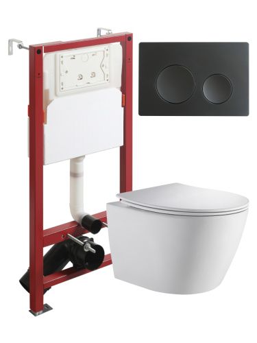 Комплект унитаз с инсталляцией и клавишей смыва Orange CI07-150W+APB144
