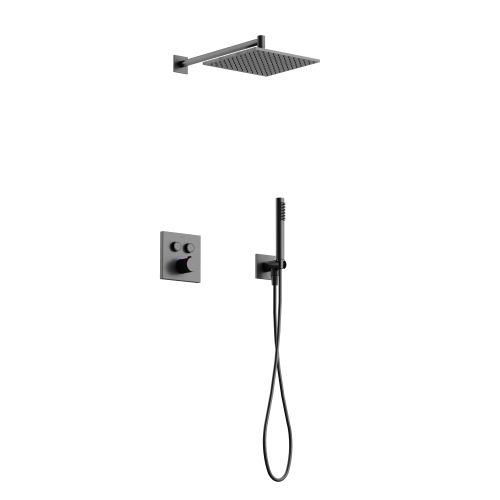 Душевая система Sancos Linn SC9022GG встраиваемая в стену цвет вороненая сталь с термостатом