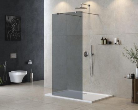 Душевая перегородка Cezares LIBERTA LIBERTA-L-2-80-GR-Cr 80х195 стекло тонированное профиль хром глянцевый