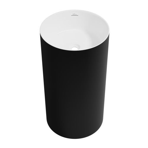 Раковина акриловая Wellsee Chalice Perfection 230613000 45х45 напольная цвет черный/белый без отверстий под смеситель