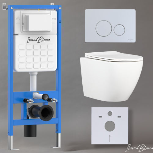 Комплект унитаз с инталляцией и клавишей смыва Iberica Blanca BILBAO ALTO IB001.BLA.234.811