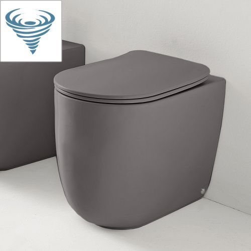 Чаша унитаза напольная Kerasan Nolita 531989 цвет серый матовый без сиденья безободковая смыв торнадо