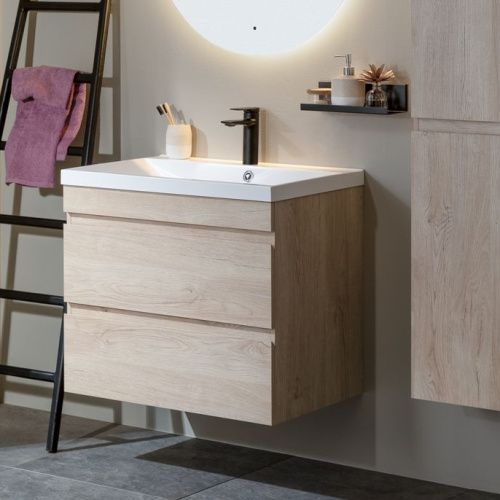 Тумба под раковину Aquanet Нота NEW 00334199 89х47х61 подвесная цвет светлое дерево