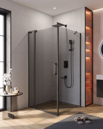 Душевой уголок Cezares SLIDER SLIDER-AH-1-100-90/100-GRIGIO-NERO 90х100 стекло тонированное профиль черный без поддона