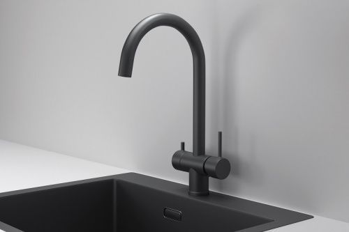 Смеситель для кухни Granula Kitchen Space 7104, ЧЕРНЫЙ МАТОВЫЙ на мойку черный матовый