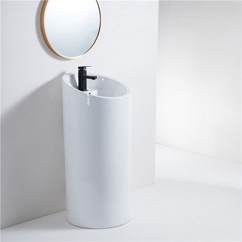 Раковина из санфаянса CeramaLux P7030L 46х47 напольная цвет белый 1 отверстие под смеситель - фото 3