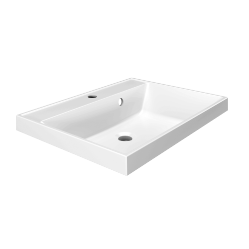 Раковина из литьевого мрамора Paola Paola Alba 600 60х45 полувстраиваемая цвет белый глянцевый 1 отверстие под смеситель