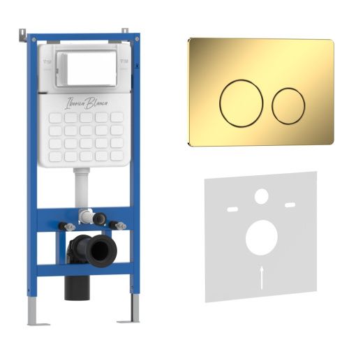 Комплект сантехническая инсталляция с клавишей смыва Iberica Blanca INOX-O IB001.816