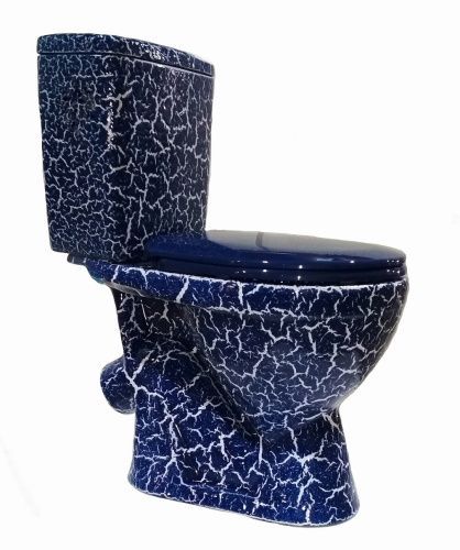 Унитаз-компакт напольный с бачком Rosa Лира Вн УнСК10 синий с сиденьем каскадный смыв