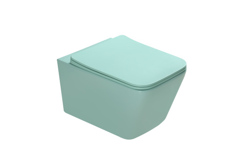 Унитаз подвесной SantiLine SL-5007LG цвет светло-зеленый матовый с сиденьем микролифт безободковый смыв воронка-водоворот