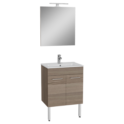 Комплект мебели: тумба 60х39х62 + раковина + зеркало Vitra Mia 75069 подвесной цвет коричневый