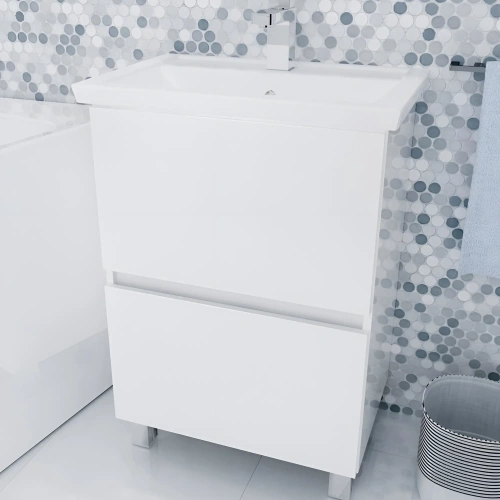 Тумба с раковиной 1MarKa Aris Ц0000033275 67х45х81 напольная цвет белый глянцевый