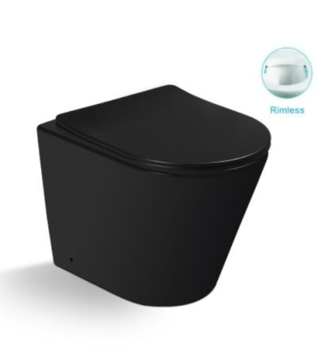 Унитаз напольный с бачком SantiLine SL-5020MB цвет черный матовый с сиденьем микролифт безободковый смыв воронка-водоворот