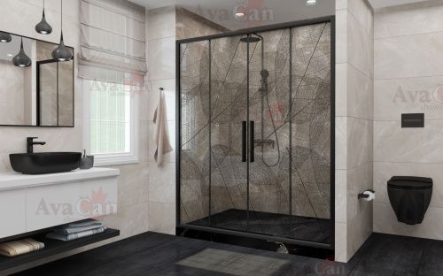 Душевая дверь AvaCan FB2-190 210х195 стекло тонированное профиль черный