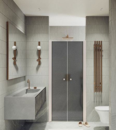 Душевая дверь Maybah Glass MGD-444-1 99х198 стекло тонированное профиль белый матовый