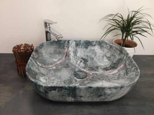 Раковина из сантехнического фаянса CeramaLux K397G124 50х40 накладная цвет серый без отверстий под смеситель