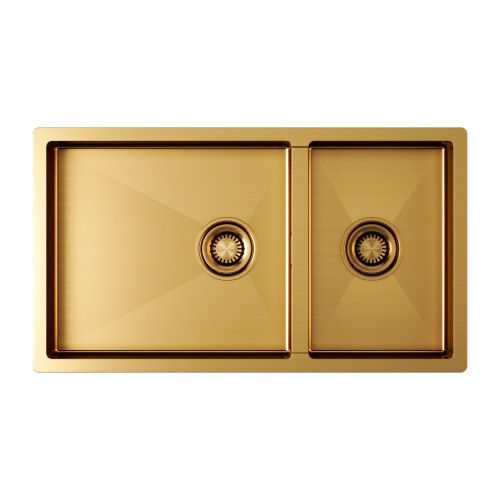 Кухонная мойка Paulmark ALLER 78/2S UNI PM527844-BG 44х39 цвет брашированное золото поверхность матовая