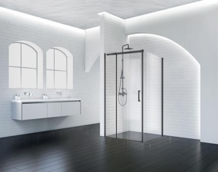 Душевой уголок BelBagno ACQUA ACQUA-AH-1-120/90-C-NERO 120х90 стекло прозрачное профиль черный без поддона