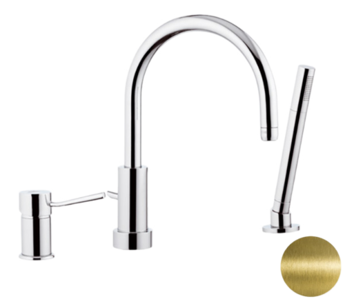 Смеситель Remer Minimal N072VO на борт ванны латунь брашированная