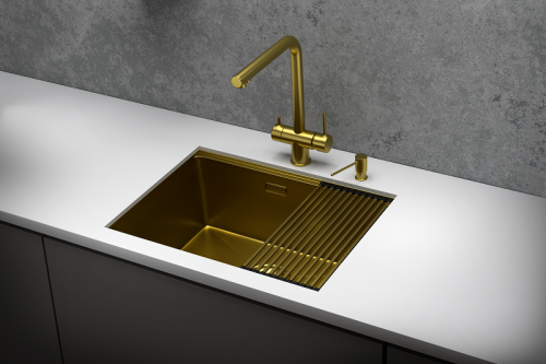 Кухонная мойка Granula Kitchen Space 6045U, ЗОЛОТО САТИН 60х45 цвет золото сатин поверхность матовая