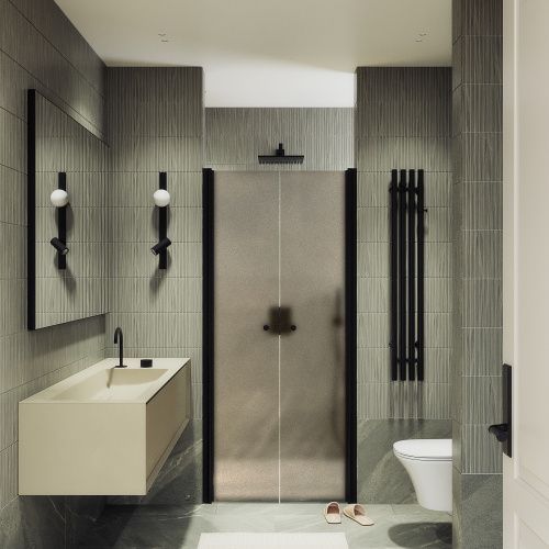 Душевая дверь Maybah Glass MGD-433-6 80х198 стекло тонированное профиль черный