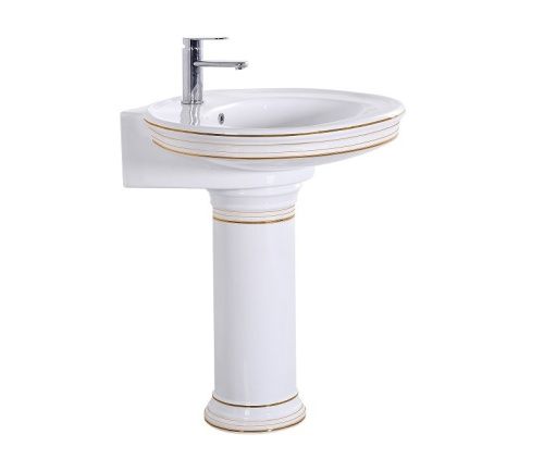 Раковина из санфаянса CeramaLux 4286 75х57 напольная цвет белый 1 отверстие под смеситель