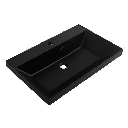 Раковина из искусственного камня BelBagno BB700/450-LV-ART-AST-NERO 70х50 накладная цвет черный 1 отверстие под смеситель