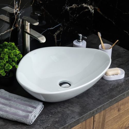 Раковина из сантехнического фарфора Melana 320366-805 53х42 накладная цвет белый без отверстий под смеситель