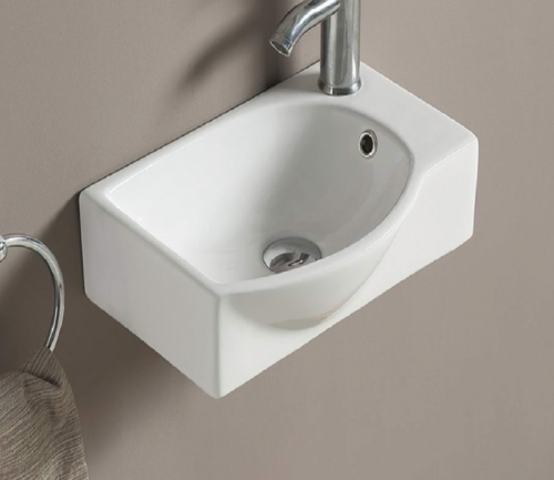 Раковина из санфаянса CeramaLux 78404L 40х29 подвесная цвет белый 1 отверстие под смеситель