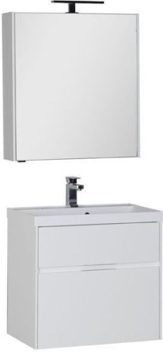 Комплект мебели: тумба с раковиной + зеркало-шкаф Aquanet Латина 00180123 70x45x140 напольный/подвесной цвет белый