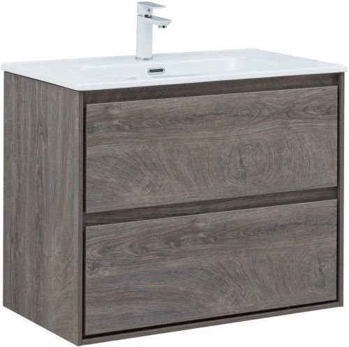 Тумба под раковину Aquanet Милан 00336374 80х45х64 подвесная цвет темное дерево