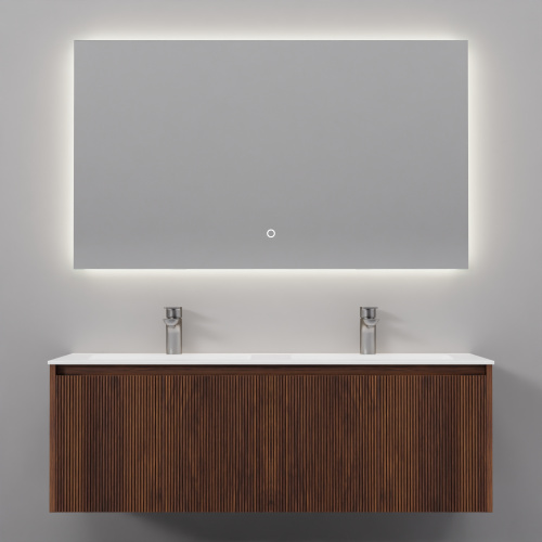 Тумба с раковиной+зеркало Art Decco Camilla (Камилла) ACM12W22D2MF 120x45x40 подвесная цвет черный орех