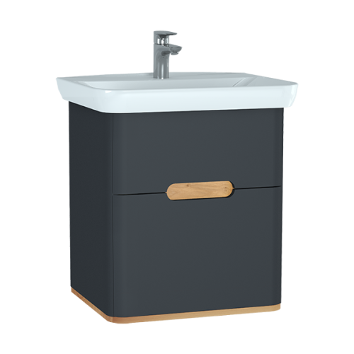 Тумба с раковиной Vitra Sento 60834 63х49х69 подвесная цвет антрацит матовый