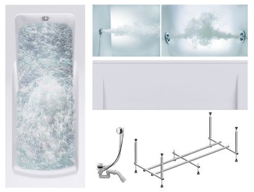 Ванна акриловая гидромассажная Timo HELLA HELLA1575-KT15-SPV1505-T-CM-T-BM-FP15H 150х75 пристенная прямоугольная с каркасом