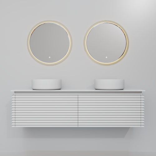 Тумба с раковиной+зеркало Art Decco Jacqueline (Жаклин) AJC15W34D3M0 150x45x40 подвесная цвет белый