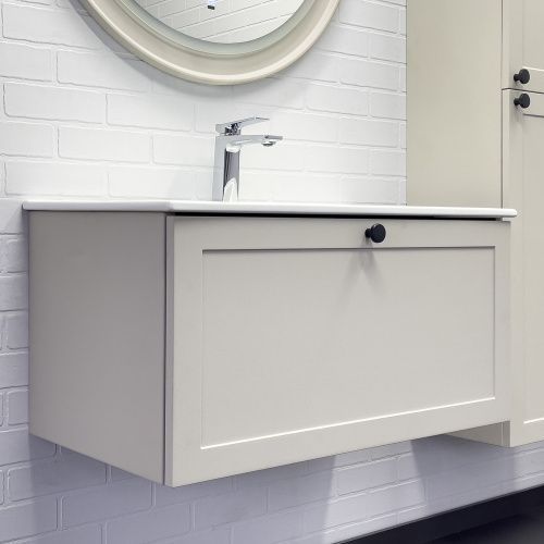 Тумба с раковиной Comforty Ереван 00-00014864CF 81х47х42 подвесная цвет серый шелк