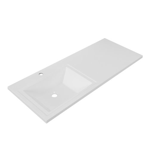 Раковина из искусственного камня BelBagno BB1200/480-LV-MR-L 120х49 над стиральной машиной цвет белый 1 отверстие под смеситель