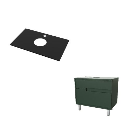 Тумба под столешницу Taliente Cevia 79 см TA-MBC-80PS-grigio verde зеленая + Столешница Taliente Olejio 80 см TA-MB-ST80-Nero черная (без раковины)