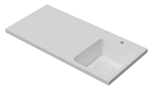 Раковина мебельная из литьевого мрамора Misty Kamilla 100 правая 4627173210560 100х48 над стиральной машиной цвет белый 1 отверстие под смеситель