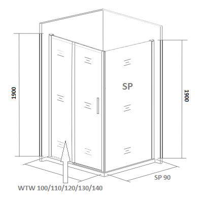 Боковая стенка GOOD DOOR SPIRIT СП00016 90х190 стекло прозрачное профиль хром - фото 4