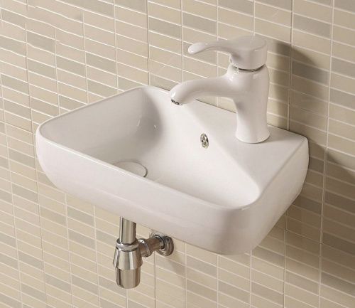 Раковина из санфаянса CeramaLux 9275L 45х28 подвесная цвет белый 1 отверстие под смеситель