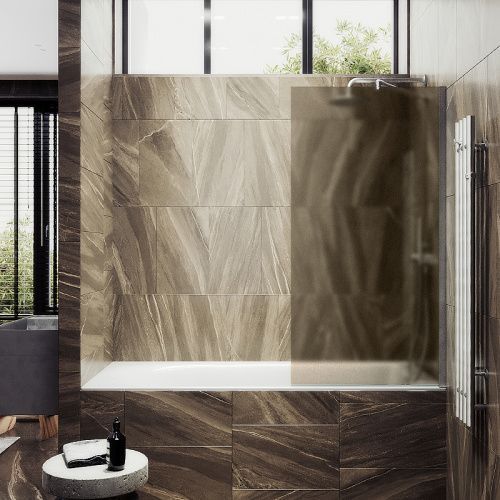 Душевая шторка на ванну Maybah Glass MGV-75-5ш 70х140 стекло тонированное профиль хром ориентация универсальная