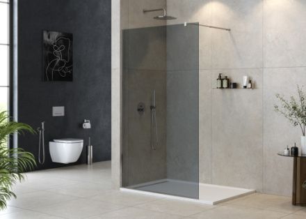 Душевая перегородка Cezares LIBERTA LIBERTA-L-1-110-GR-Cr 110х195 стекло тонированное профиль хром глянцевый