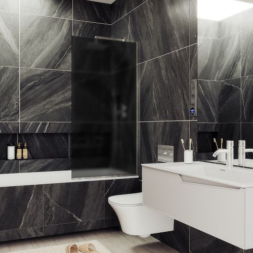 Душевая шторка на ванну Maybah Glass MGV-89-5у 90х140 стекло тонированное профиль хром матовый ориентация универсальная