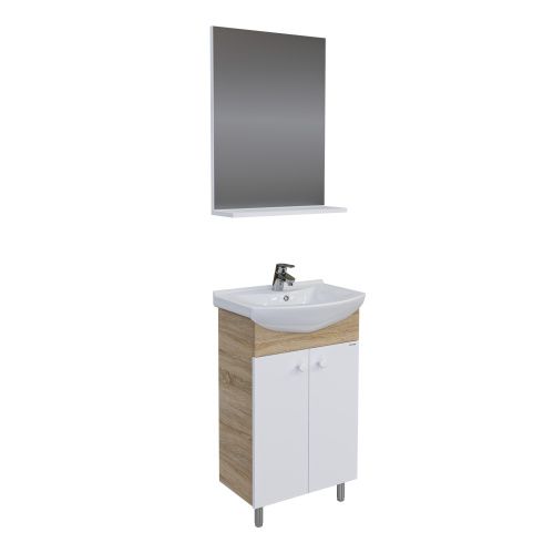 Тумба с раковиной и зеркалом Grossman Eco Line 106052-2 56х31х68 напольная цвет белый/дуб сонома