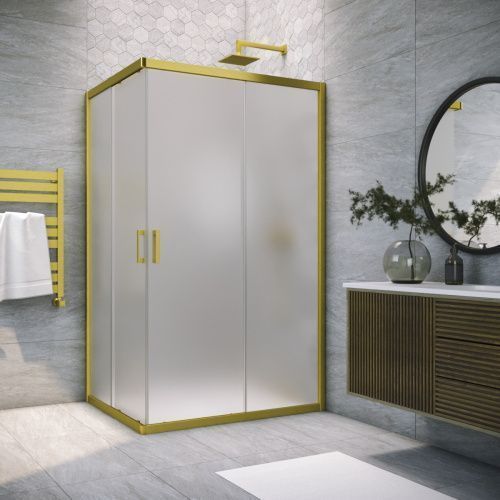 Душевой уголок Vegas-Glass ZA-F TUR+NOVO ZA-F NOVO h2000 90*70 03 10 90х70 стекло матовое профиль золото без поддона